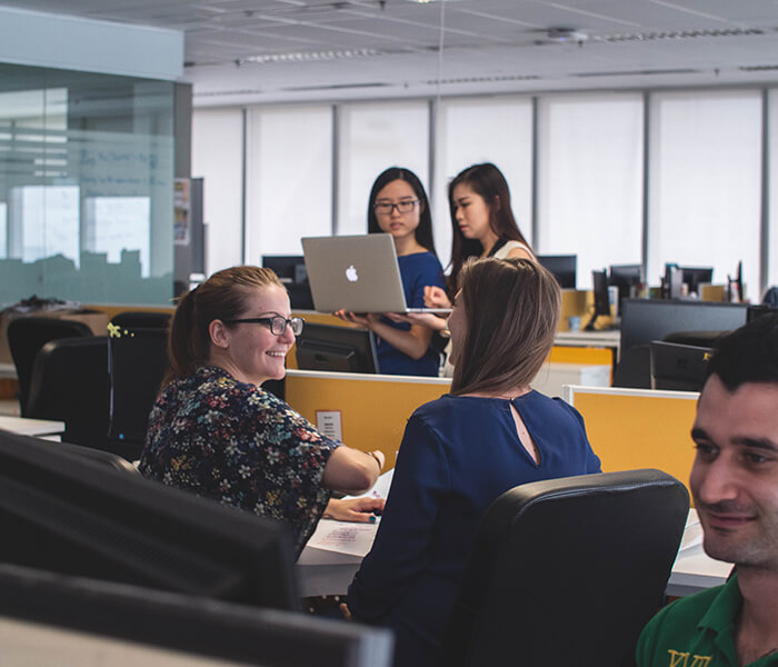 Employees working in the office