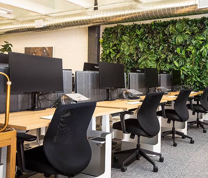 Office desks and computers